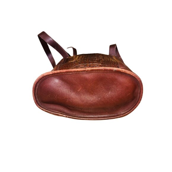 Vintage Brighton Brown Leather Croc Embossed Tote Bag Heart Charm Classic City - Picture 5 of 13